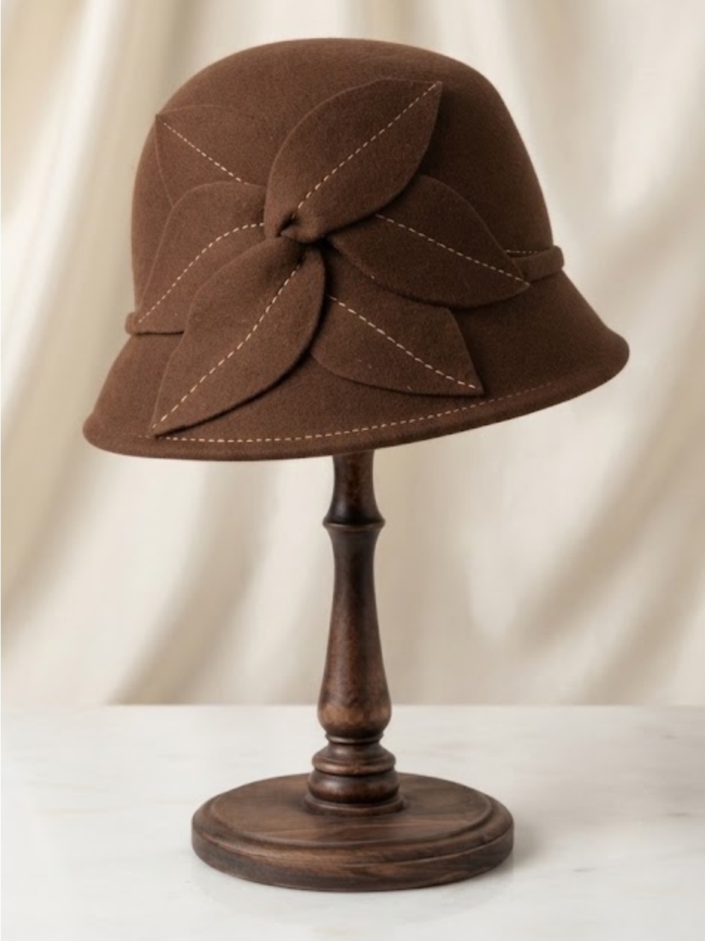 Nine West Brown 100% Wool Cloche Hat
